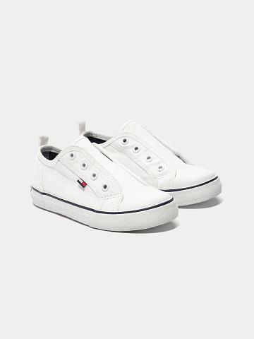 Fiú Tommy Hilfiger Laceless Runner Tornacipő Fehér | HU 2329UZG